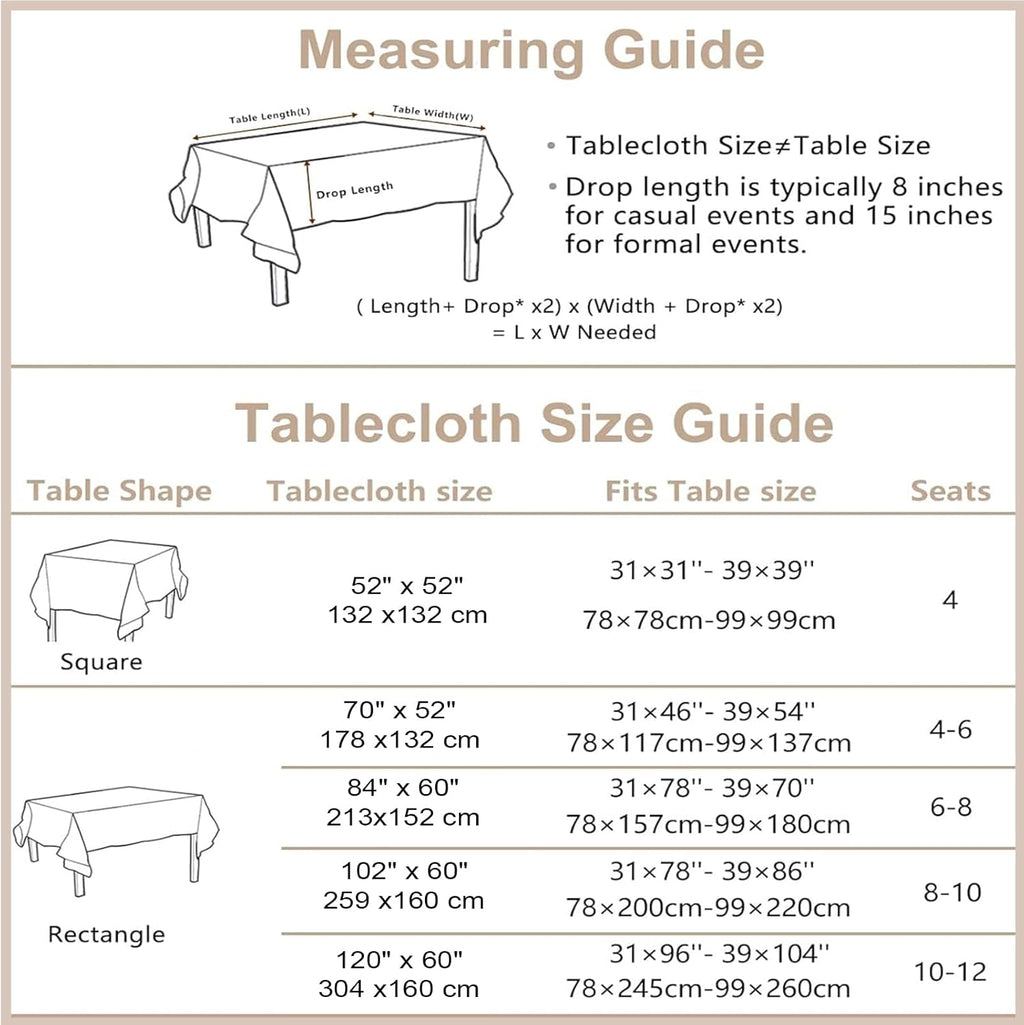 Natural Tablecloth, Rectangle Tablecloth with Decorative Cutouts, Stain Resistant & Wrinkle Free Table Cover for for Dining Table (Natural Cotton Linen, 70" x 52" (Rectangular))