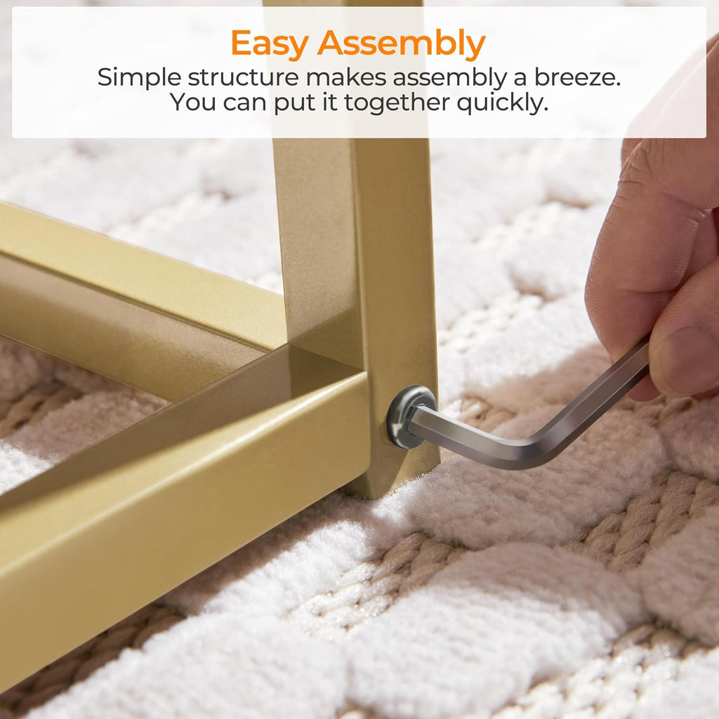 Yaheetech Gold Coffee Table, 42" Rectangular Glass Coffee Table for Living Room, 2-Tier Living Room Tables with Storage Center Tea Tables with Metal Frame for Small Space, Apartment, Office